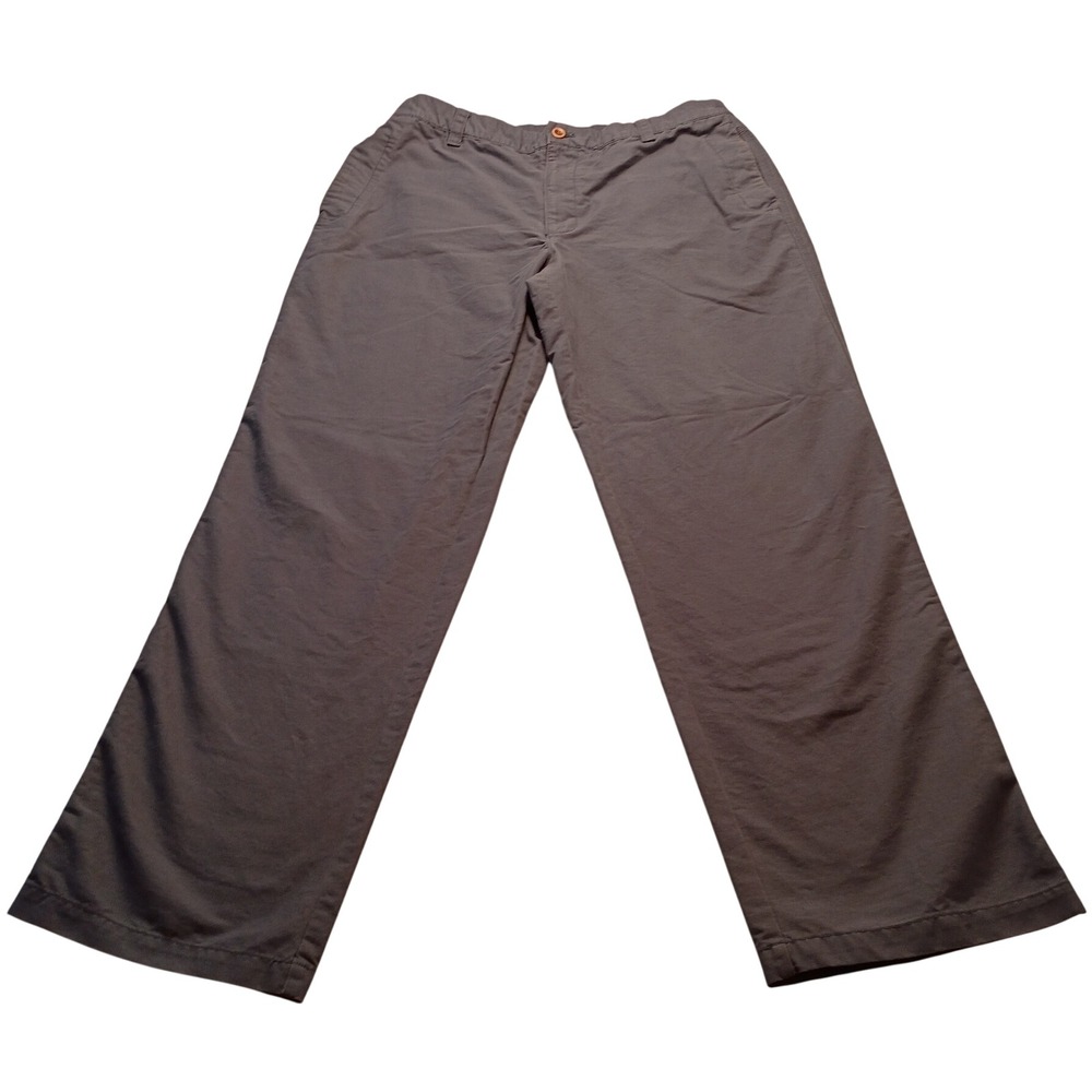 IZOD Pants Men's 36/34 OnTag Straight Leg 100% Cotton Casual Chino Grey Trousers